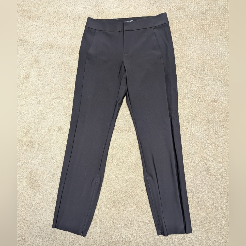 Athleta Womens Stellar Ankle Trouser 8 Dark Gray Stretch Zip Side Pocket Career